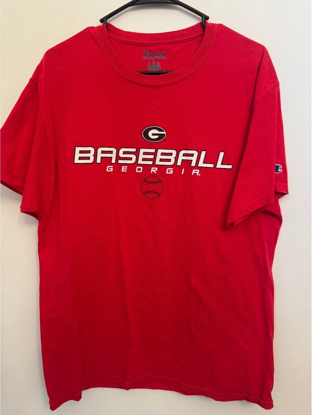 Champion Georgia Baseball red T shirt